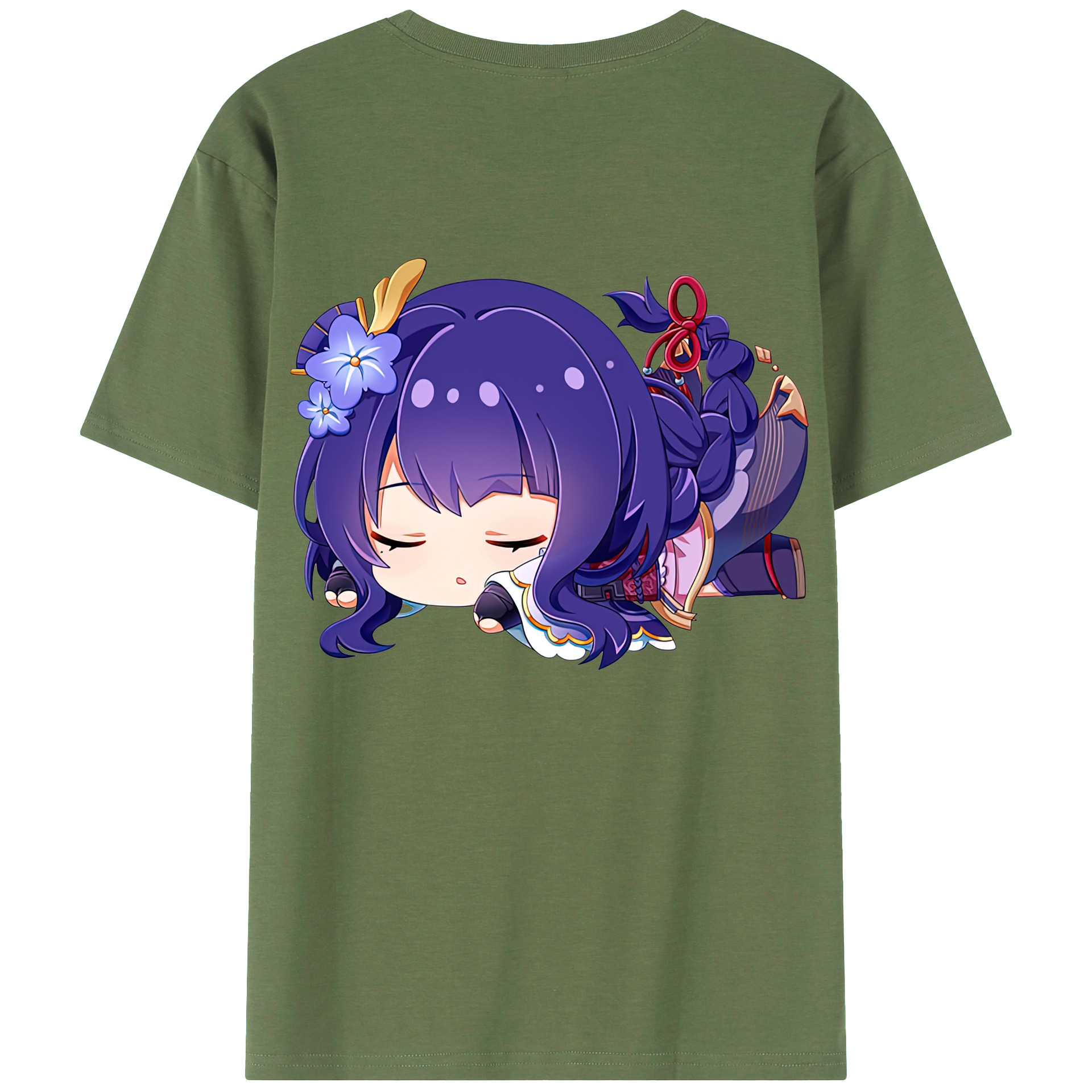 げんし神 雷電将軍 らいでんしょうぐん genshin Raiden Shogun 綿100％ メンズ半袖Tシャツ（バックプリント） 通気性